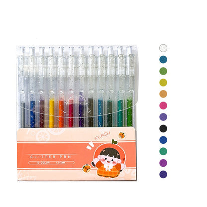 Set mit einziehbaren Glitzer-Gelstiften zum Tagebuchschreiben und Zeichne