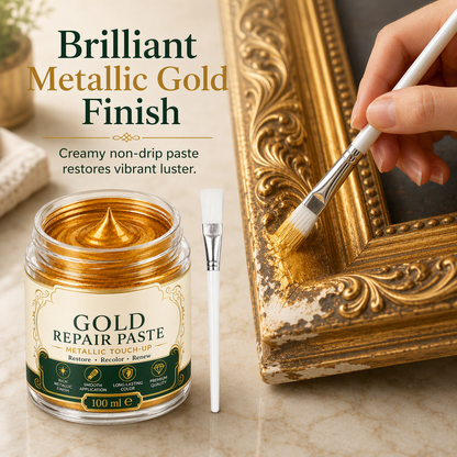 💥 50% sparen! Kratzer & mattes Gold? – Gold-Metallic-Reparaturpaste mit Pinsel – einfach auftragen, auffrischen & wie neu aussehen lassen – ohne Profi-Werkzeug ✨🖌️