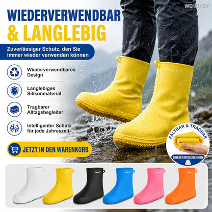 ⏰ Nur noch heute 50% Rabatt! 🥳 HEISSER SALE 2026 | Über 50.000 verkaufte Paare! Wiederverwendbare dicke Silikon-Schuhüberzieher, wasserdicht & strapazierfest, rutschfest, faltbar in 6 Farben für Regen, Garten und Ausflüge ✨